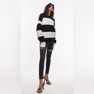 Topshop knitted exposed seam sweater in monochrome